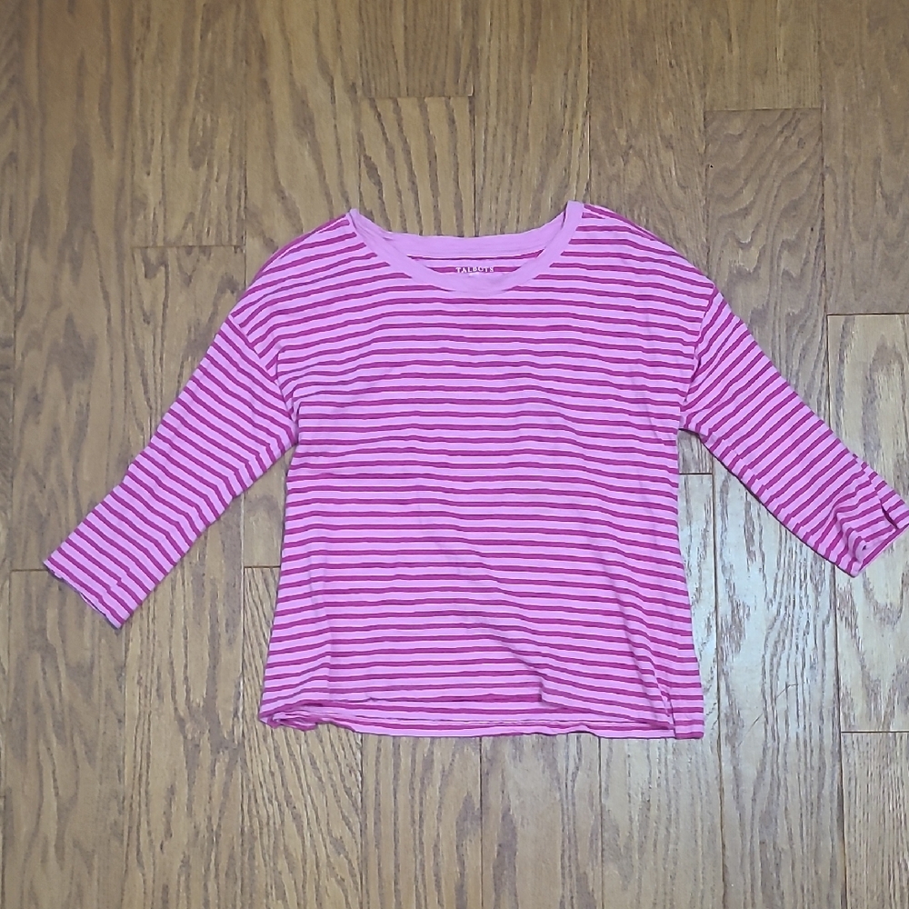 Talbots Womens 3/4 Sleeve Striped Top MP 100% Cotton